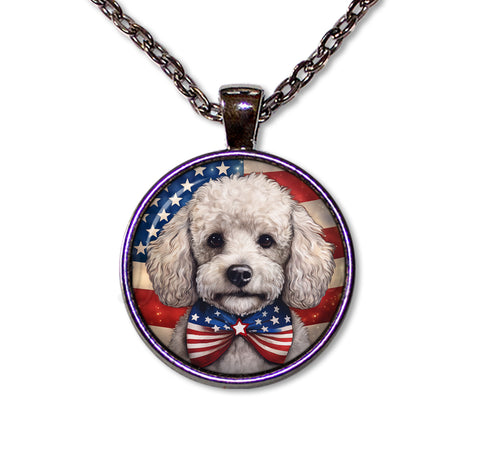 Patriotic White Poodle Doggie