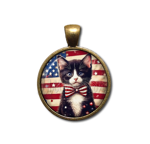Patriotic Cute Tuxedo Kitten