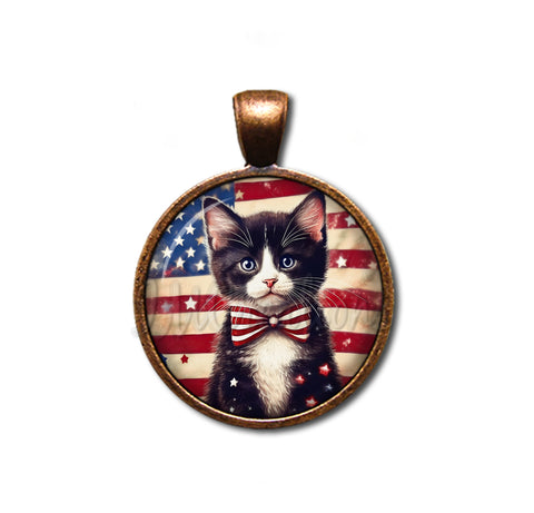 Patriotic Cute Tuxedo Kitten