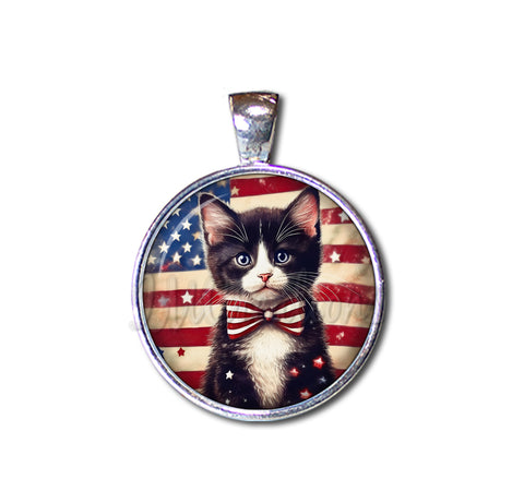 Patriotic Cute Tuxedo Kitten