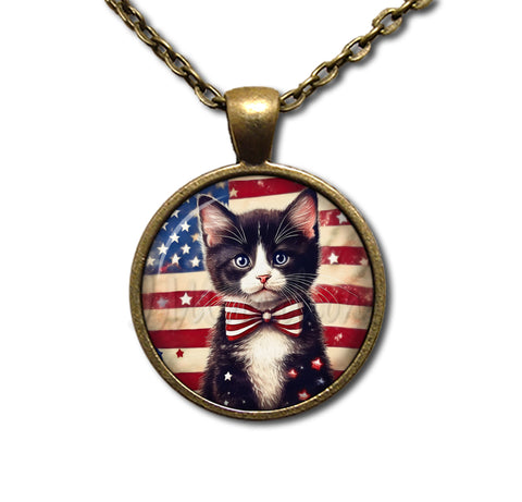 Patriotic Cute Tuxedo Kitten