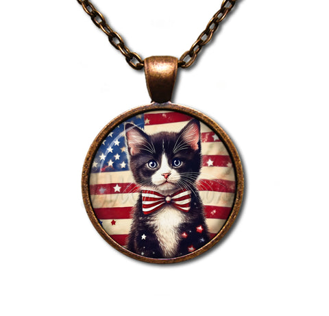 Patriotic Cute Tuxedo Kitten