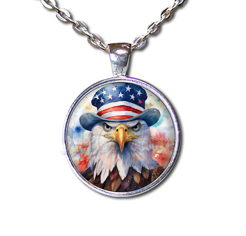 Patriotic Bald Eagle with American Flag Hat
