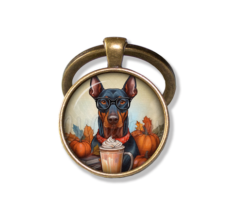 Autumn Doberman with Pumpkin Latte