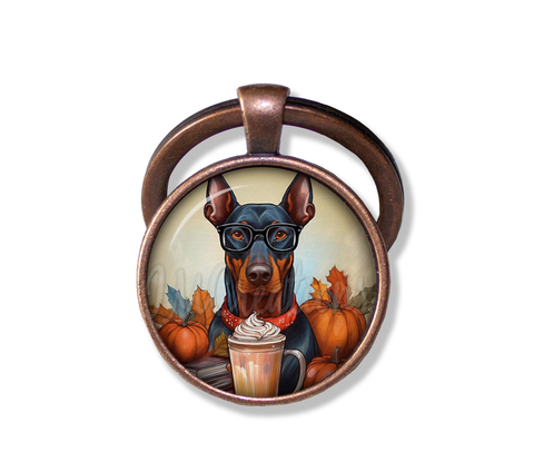 Autumn Doberman with Pumpkin Latte