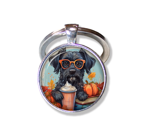 Autumn Black Schnauzer with Pumpkin Latte
