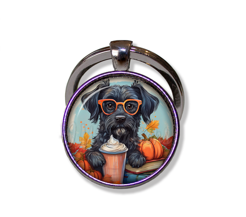 Autumn Black Schnauzer with Pumpkin Latte