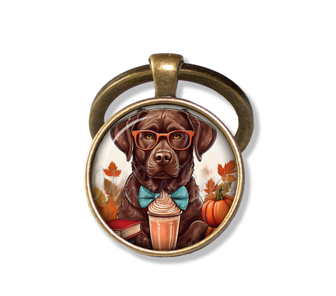 Autumn Chocolate Lab with Pumpkin Latte