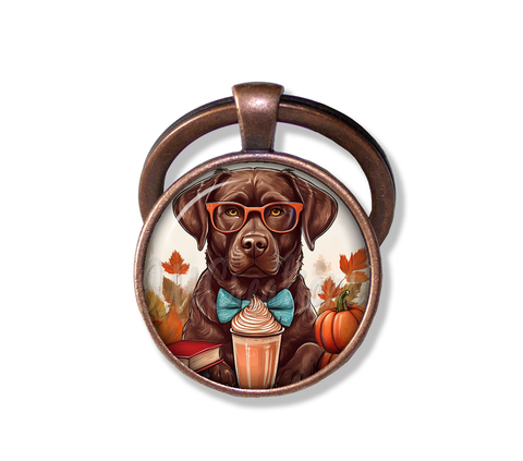 Autumn Chocolate Lab with Pumpkin Latte