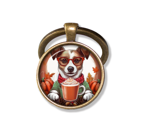 Autumn Jack Russell Terrier with Pumpkin Latte