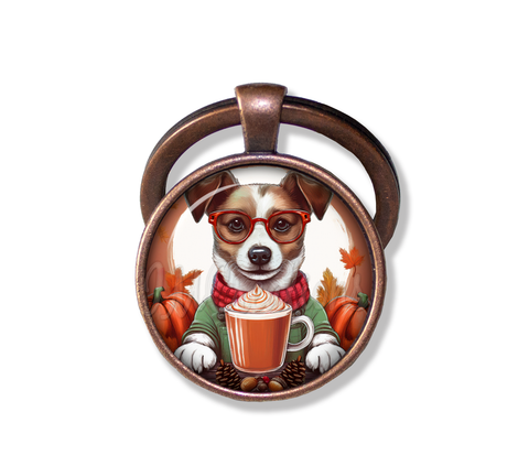 Autumn Jack Russell Terrier with Pumpkin Latte