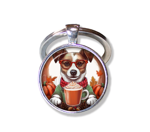 Autumn Jack Russell Terrier with Pumpkin Latte