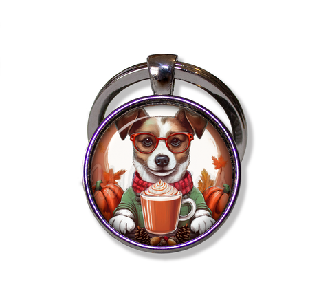 Autumn Jack Russell Terrier with Pumpkin Latte