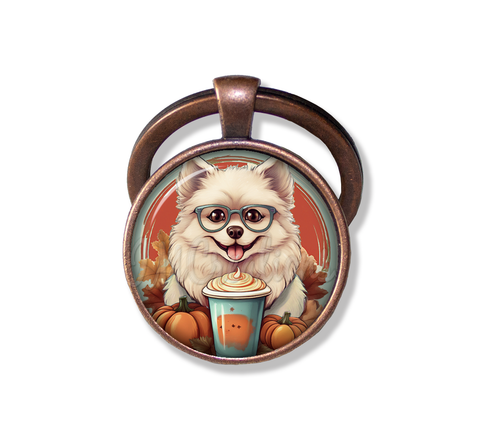 Autumn Pomeranian Dog with Pumpkin Latte