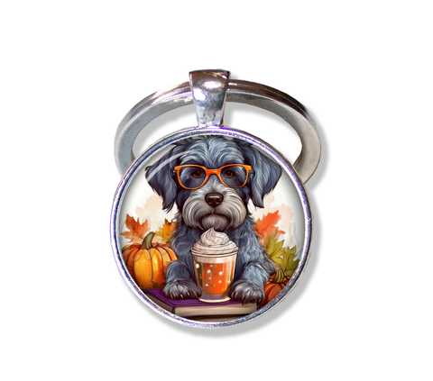 Autumn Too Cute Schnauzer with Pumpkin Latte