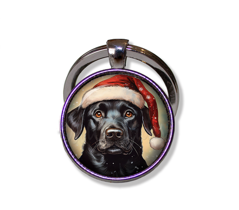 Christmas Black Lab with Santa Hat