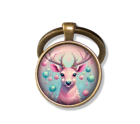 Retro Pink Reindeer with Ornaments