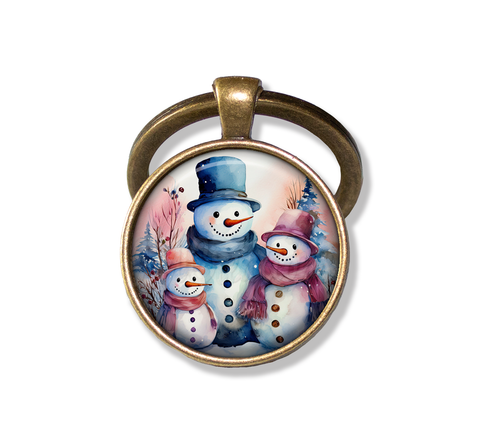 Pretty Snowman Family Blue and Pinks