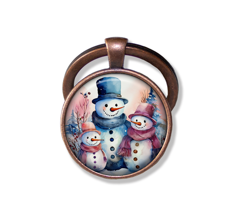 Pretty Snowman Family Blue and Pinks