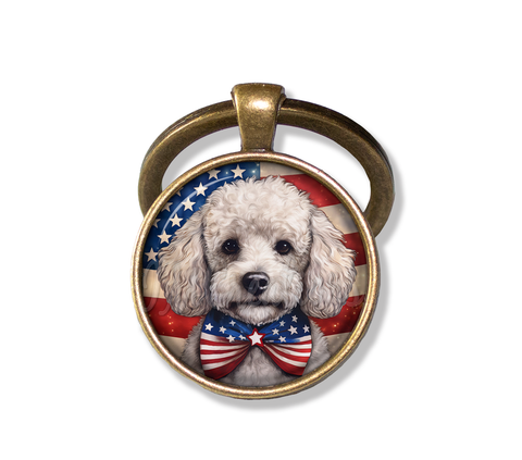 Patriotic White Poodle Doggie