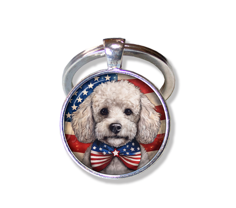 Patriotic White Poodle Doggie