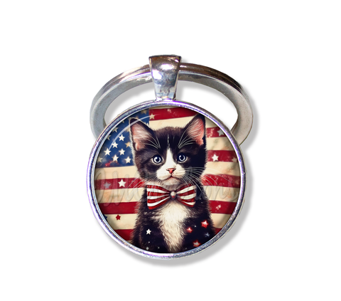 Patriotic Cute Tuxedo Kitten