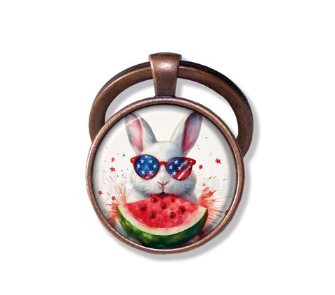 Patriotic White Rabbit and Watermelon
