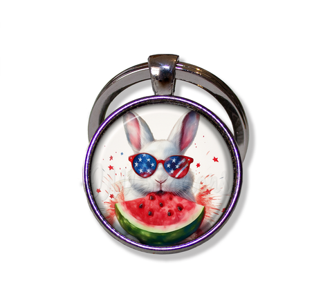 Patriotic White Rabbit and Watermelon