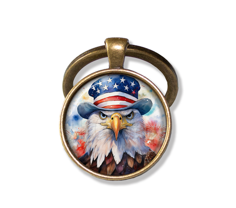 Patriotic Bald Eagle with American Flag Hat
