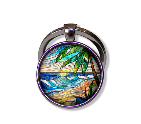 Faux Stained Glass Wavy Ocean