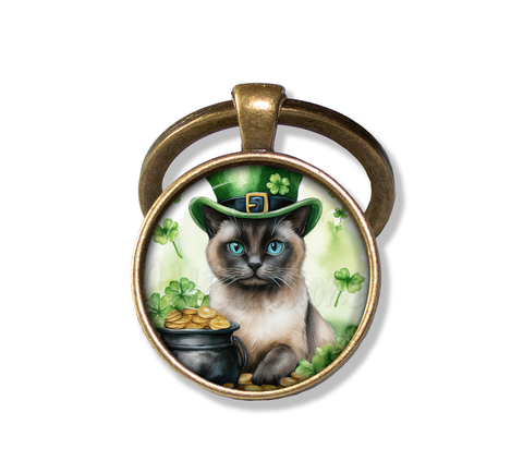 St Patrick's Day Siames Cat Hat with Gold