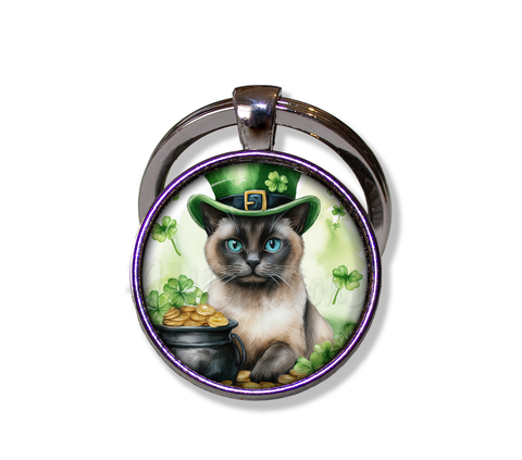 St Patrick's Day Siames Cat Hat with Gold
