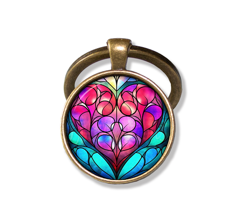 Faux Stained Glass Colorful Heart