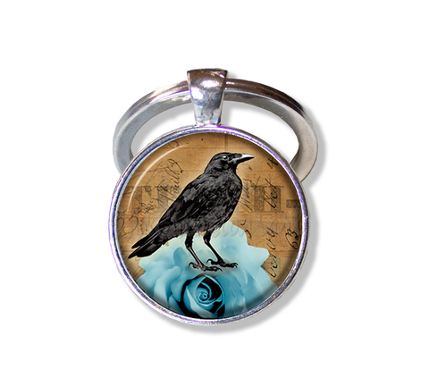 Black Raven on Blue Rose