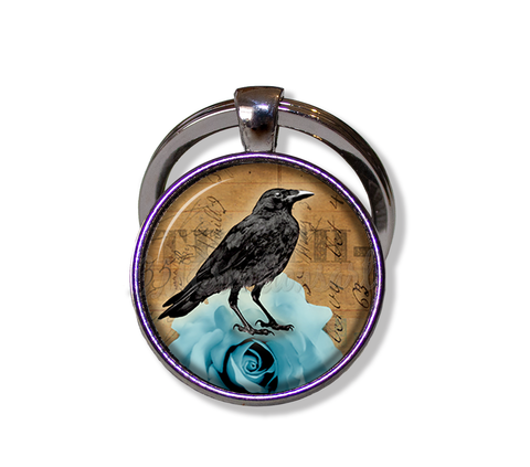 Black Raven on Blue Rose