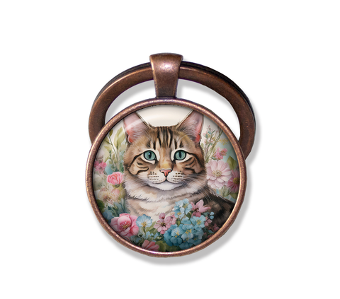 Sweet Tabby Cat in Florals