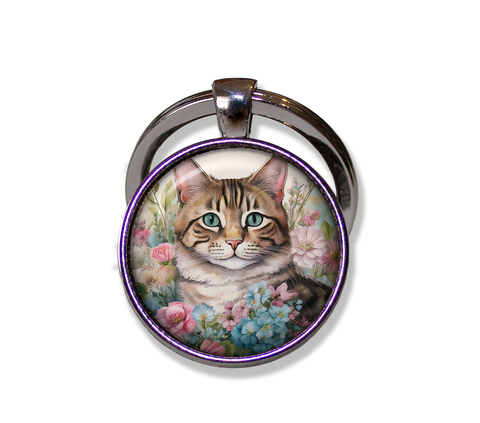Sweet Tabby Cat in Florals