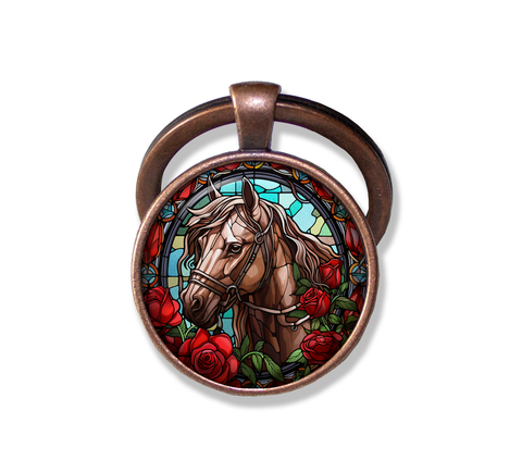 Faux Stained Glass Horse with Roses