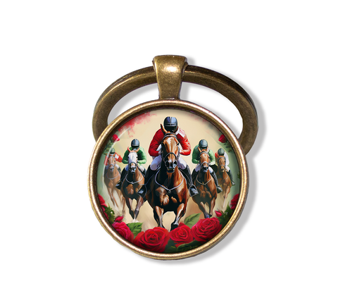 Vintage Jockey Horse Racing Red Roses