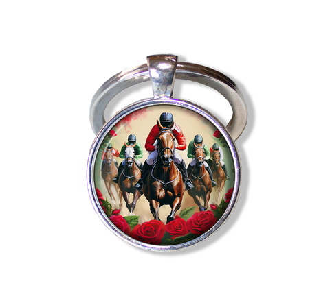 Vintage Jockey Horse Racing Red Roses