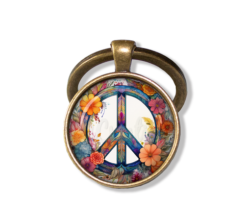 Boho Floral Peace Symbol