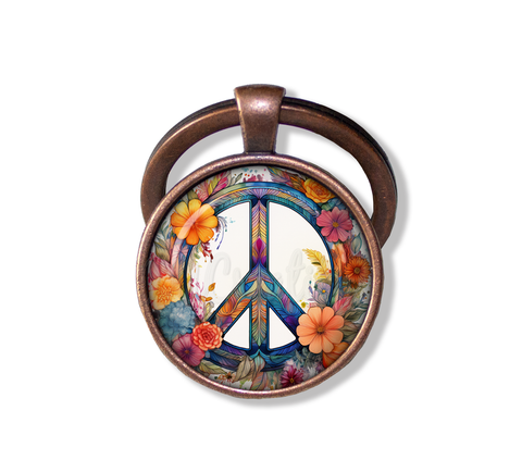 Boho Floral Peace Symbol
