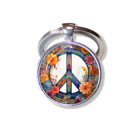 Boho Floral Peace Symbol