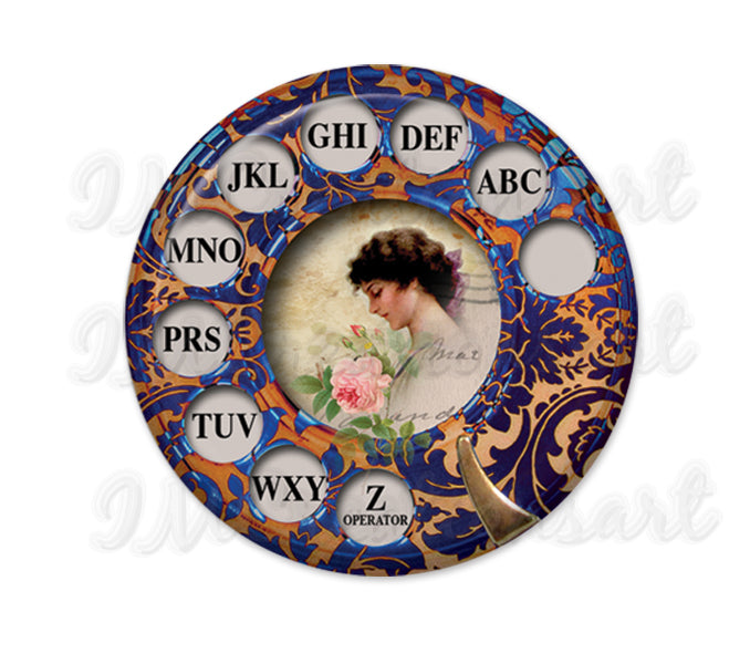 Retro Telephone Dial Victorian Woman