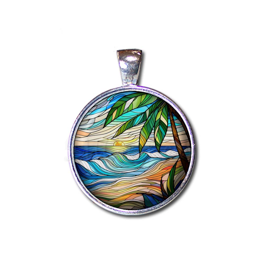 Faux Stained Glass Wavy Ocean