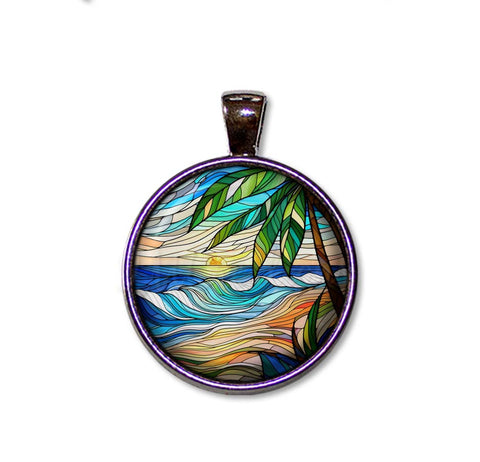 Faux Stained Glass Wavy Ocean