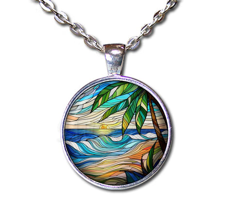 Faux Stained Glass Wavy Ocean