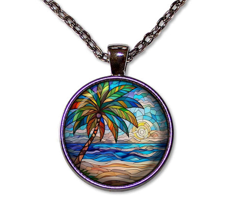 Faux Stained Glass Ocean Sunset