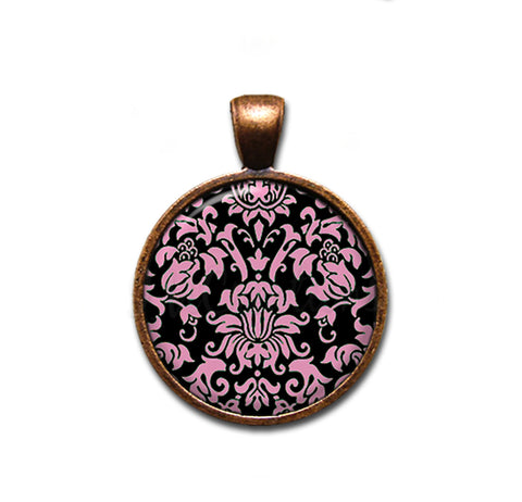 Damask Pink Black