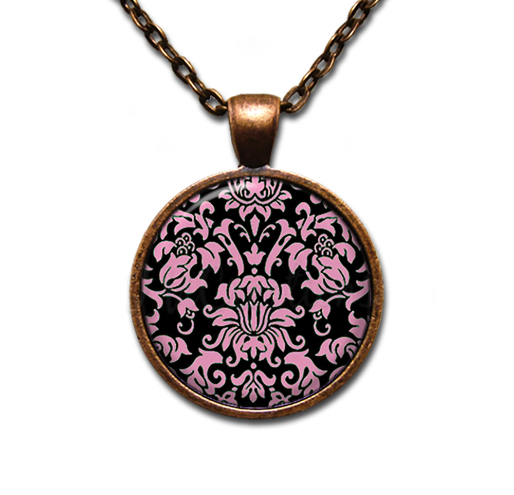 Damask Pink Black